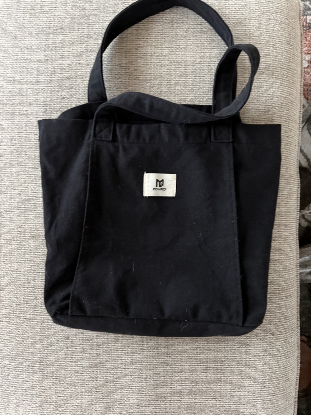 Black Canvas Yoga Tote Bag with Yoga Mat Sleeve